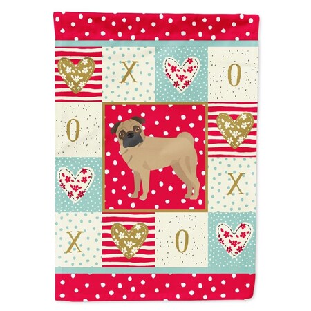 Carolines Treasures 28 x 0.01 x 40 in. Pug Love Canvas House Flag CK5886CHF